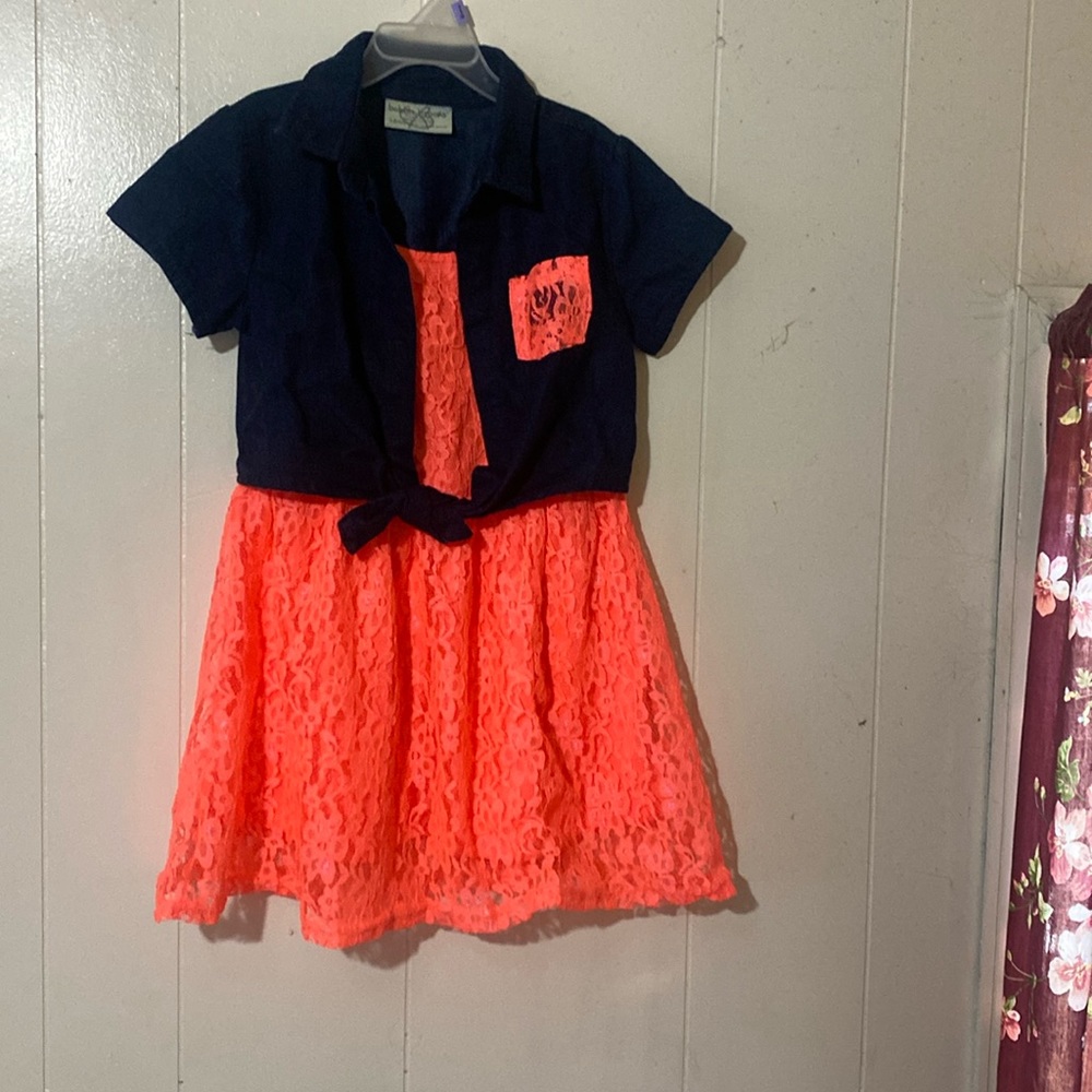 Vibrant orange and blue one piece dress!